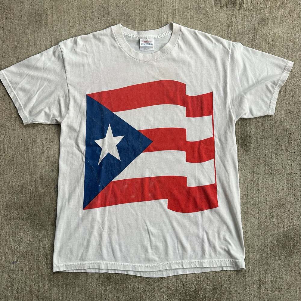 Hanes Heavyweight Puerto Rico Flag Graphic T-Shirt